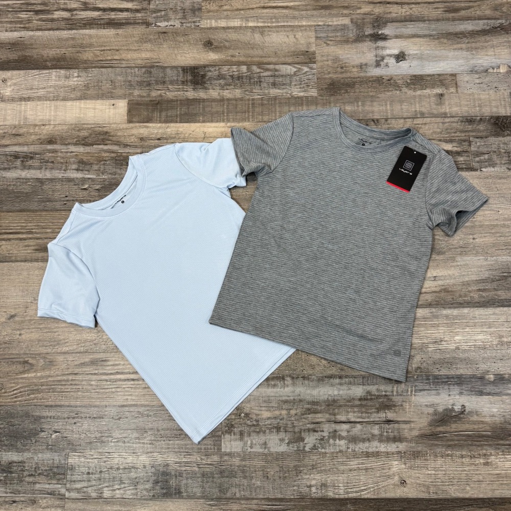 Layer 8 Lot of 2 Boy's Size S/8 Blue Grey Qwick-Dry Short Sleeve T-Shirts NWT